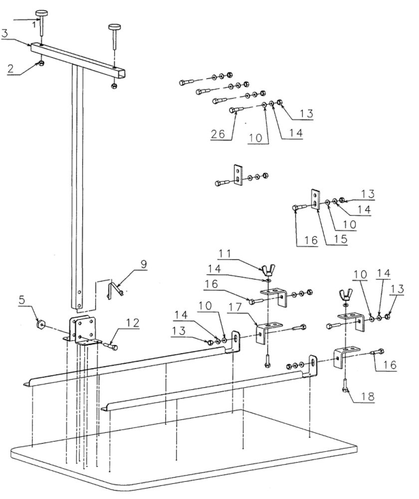 Outfeed Table Diagram and Parts List for DW746TY1  Black and Decker Table Saw